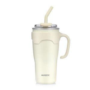 Kubek termiczny ze słomką Majestic Sport Jelly 650 ml biały